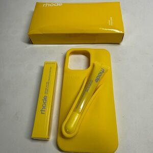 NIB RHODE Yellow iPhone 14 Pro Max Case with Peptide Lip Balm Lemontini